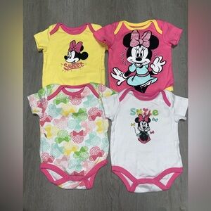 Disney Baby Minnie Mouse Onesie Bodysuit Bundle Size 3-6 Months